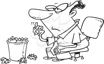 Royalty Free Clipart Image of a Bored Man Working