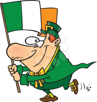 Royalty Free Clipart Image of a Man Carrying an Irish Flag