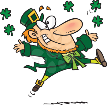 Royalty Free Clipart Image of a Jumping Leprechaun
