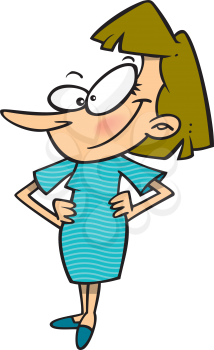 Royalty Free Clipart Image of a Woman Wearing a New Outfit