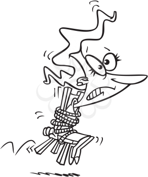 Royalty Free Clipart Image of a Woman Tied to a Chair