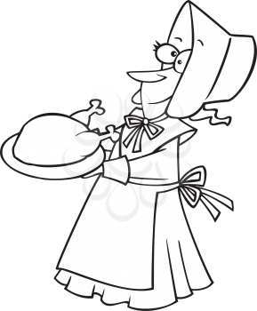 Royalty Free Clipart Image of a
Woman Holding Turkey on a Platter