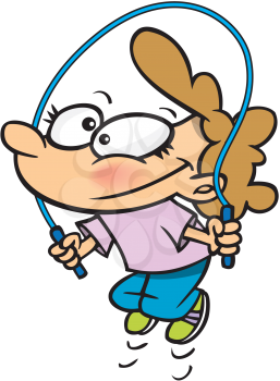 Royalty Free Clipart Image of a Girl Jumping Rope