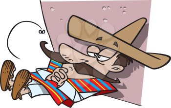Royalty Free Clipart Image of a Mexican Man Taking a Siesta