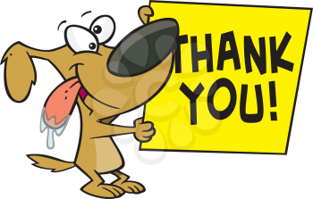 Royalty Free Clipart Image of a Dog WIth a Thank You Note