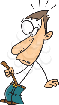 Royalty Free Clipart Image of a Man Tightening His Belt