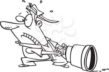 Royalty Free Clipart Image of a Guy With a Big Telescope