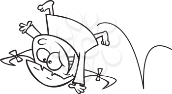 Royalty Free Clipart Image of a Girl Turning a Cartwheel