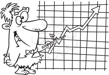 Royalty Free Clipart Image of a Caveman With a Chart