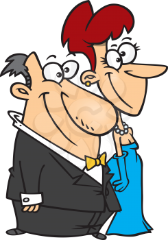 Royalty Free Clipart Image of a Dressed Up Man and Woman