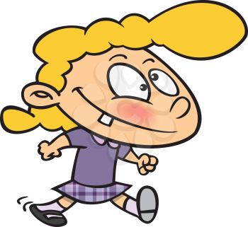 Royalty Free Clipart Image of a Girl With Blonde Curly Hair