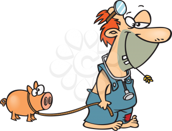Royalty Free Clipart Image of a Hillbilly Doctor With a Pig