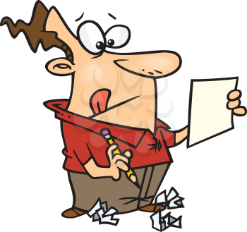 Royalty Free Clipart Image of a Man Trying to Write Something