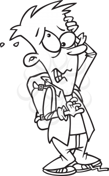 Royalty Free Clipart Image of a Guy Stressed Out