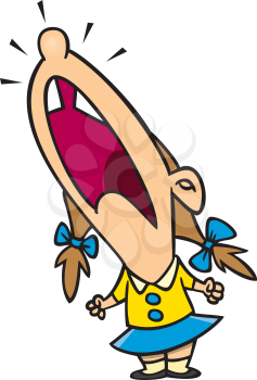 Royalty Free Clipart Image of a Little Girl Hollering