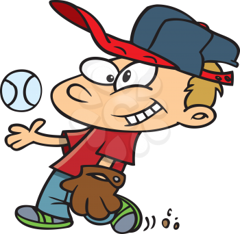Royalty Free Clipart Image of a Boy Tossing a Baseball