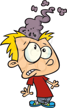 Royalty Free Clipart Image of a Boy With His Brains Splitting His Head