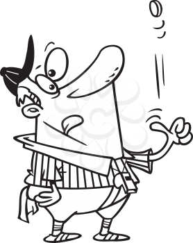 Royalty Free Clipart Image of an Umpire Tossing a Coin