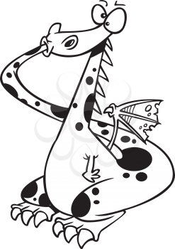 Royalty Free Clipart Image of a Dragon With Its Tail in Its Mouth