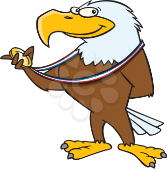 Royalty Free Clipart Image of an Eagle With a Medal