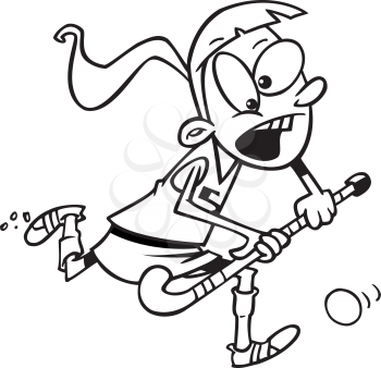 Royalty Free Clipart Image of a Girl Playing Field Hockey