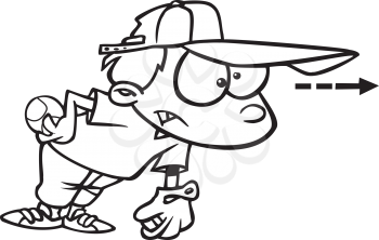 Royalty Free Clipart Image of a Pitcher Staring Down the Batter
