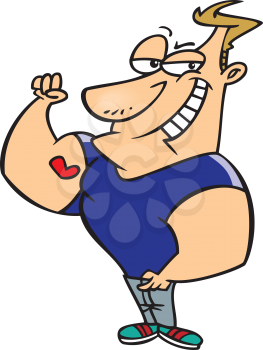Royalty Free Clipart Image of a Guy With a Heart Tattoo on His Bicep