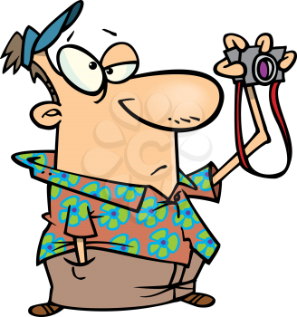 Royalty Free Clipart Image of a Bored Looking Man With a Camera