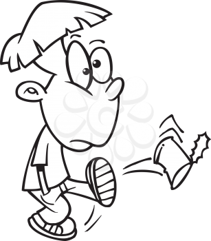 Royalty Free Clipart Image of a Kid Kicking a Can