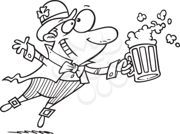 Royalty Free Clipart Image of a Leprechaun With a Beer Stein