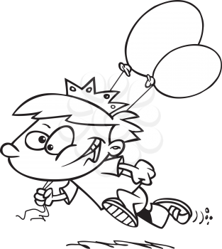 Royalty Free Clipart Image of a Boy Running With Balloons
