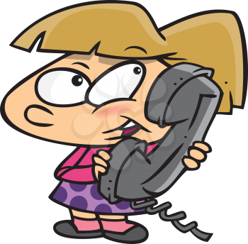 Royalty Free Clipart Image of a Girl Talking on a Telephone