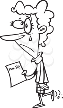 Royalty Free Clipart Image of a Woman With a Pink Slip