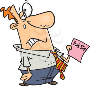 Royalty Free Clipart Image of a Guy With a Pink Slip