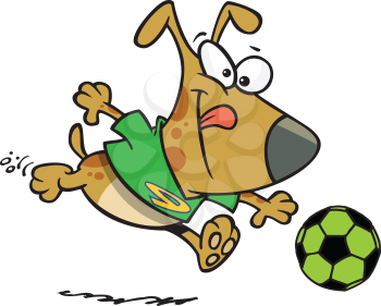 Royalty Free Clipart Image of a Dog Playing Soccer