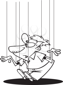 Royalty Free Clipart Image of a Guy Being Held By Strings