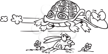 Royalty Free Clipart Image of the Tortoise Passing the Hare