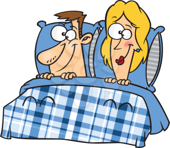Royalty Free Clipart Image of a Couple in Bed
