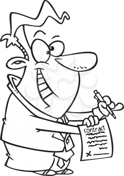Royalty Free Clipart Image of a Guy With a Contract