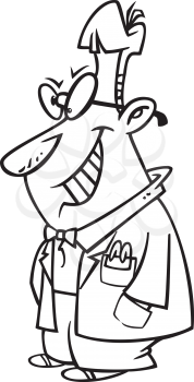 Royalty Free Clipart Image of a Nerd With a Devious Look on His Face