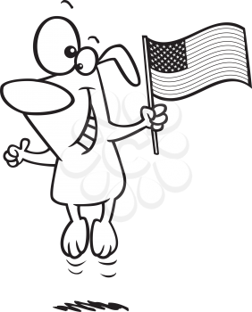 Royalty Free Clipart Image of a Dog With an American Flag