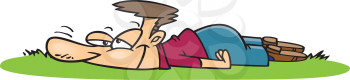 Royalty Free Clipart Image of a Man Lying on Grass
