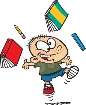 Royalty Free Clipart Image of a Kid With Books