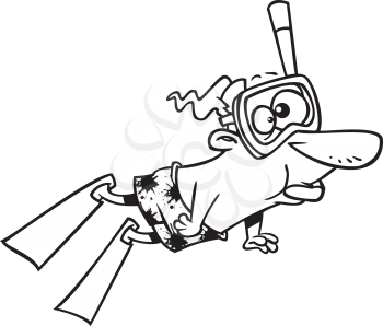 Royalty Free Clipart Image of a Guy Snorkelling