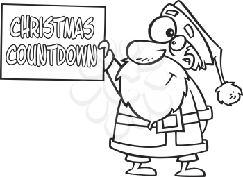 Royalty Free Clipart Image of Santa With a Christmas Countdown Sign