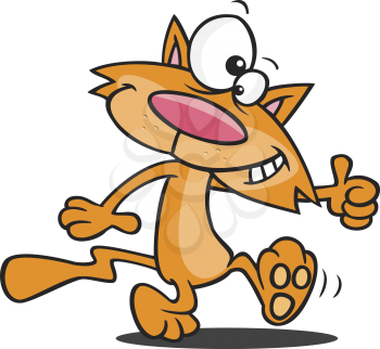 Royalty Free Clipart Image of a Cat Giving a Thumbs Up