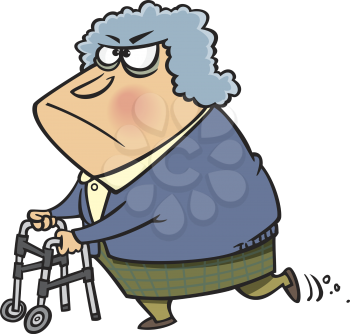 Royalty Free Clipart Image of a Woman With a Walker