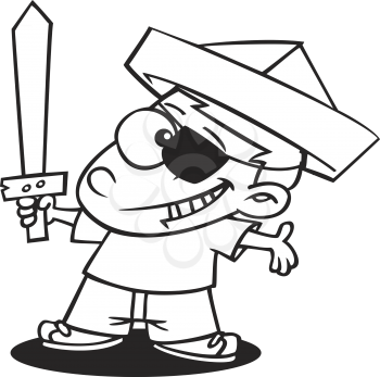 Royalty Free Clipart Image of a Little Boy Playing Pirate