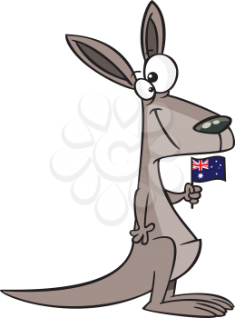 Royalty Free Clipart Image of a Kangaroo With an Australian Flag