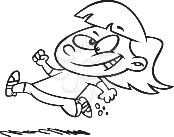 Royalty Free Clipart Image of a Little Girl Jogging